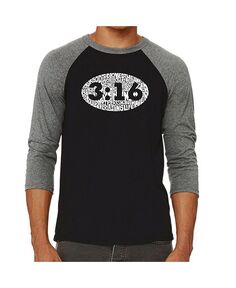 Мужская футболка с надписью John 3:16 реглан LA Pop Art, серый