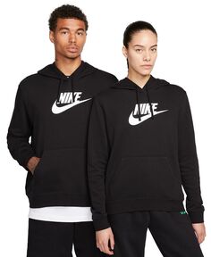 Женская спортивная одежда Клубный флисовый пуловер с капюшоном и логотипом Nike, черный