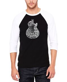Мужская бейсбольная футболка с надписью Rock Guitar Head реглан LA Pop Art, черный