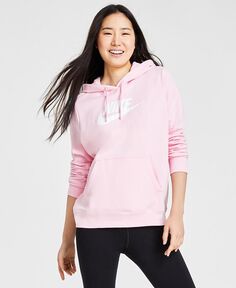 Женская спортивная одежда Клубный флисовый пуловер с капюшоном и логотипом Nike, розовый