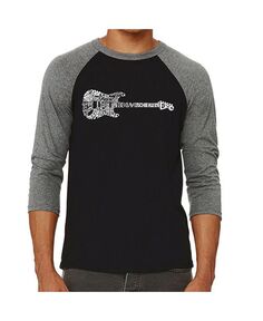 Мужская футболка с надписью Rock Guitar реглан Word Art LA Pop Art, серый