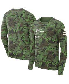 Мужская камуфляжная футболка с длинным рукавом в стиле милитари Missouri Tigers Nike, зеленый