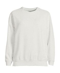 Женский свитшот Serious Sweats для миниатюрных размеров с длинными рукавами Lands&apos; End, белый