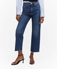 Женские укороченные джинсы прямого кроя MANGO, синий