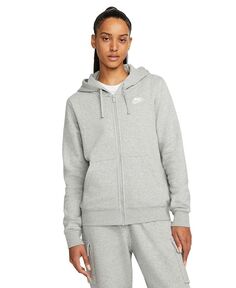 Женская спортивная одежда Клубная флисовая толстовка с молнией во всю длину Nike, серый