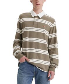Мужская рубашка для регби классического кроя в полоску с длинным рукавом Levi&apos;s, цвет Hemlock Stripe Smokey Olive Levis