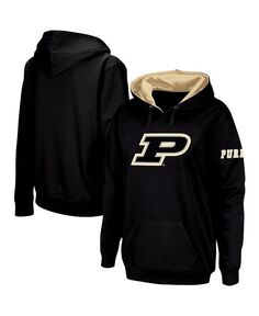 Женский черный пуловер с капюшоном Purdue Boilermakers Team с большим логотипом Stadium Athletic, черный