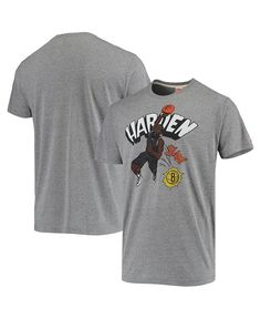 Мужская футболка с изображением Джеймса Хардена Хизер Серая Brooklyn Nets Comic Book Player Tri-Blend Homage, серый