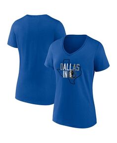 Женская синяя футболка с v-образным вырезом с логотипом Dallas Mavericks Hometown Collection Fanatics, синий