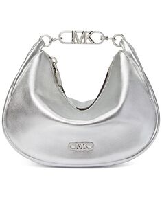 Маленькая кожаная сумка через плечо Kendall Michael Kors, серебро