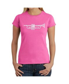 Женская футболка с рисунком Word Art — Труба LA Pop Art, розовый