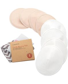Органические прокладки для кормления беременных, 8 шт., моющиеся прокладки для груди + мешок для мытья, многоразовые прокладки для сосков KeaBabies, мультиколор