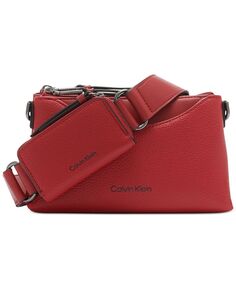 Хромированная регулируемая сумка через плечо на молнии с сумкой на молнии Calvin Klein, красный