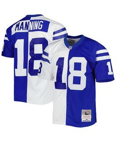 Мужская футболка Peyton Manning Royal, White Indianapolis Colts 1998 Split Legacy Replica Mitchell &amp; Ness, синий
