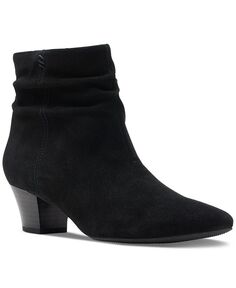 Женские ботильоны Teresa Skip Scrunched Dress до щиколотки Clarks, цвет Black Suede