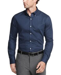 Мужская эластичная оксфордская классическая рубашка узкого кроя TH Flex, устойчивая к морщинам Tommy Hilfiger, синий