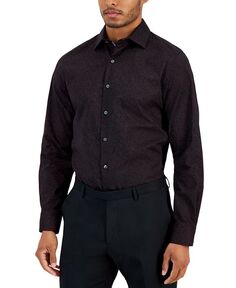 Мужская классическая рубашка узкого кроя с точечным принтом Bar III, черный