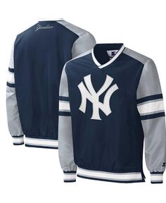 Мужской темно-синий пуловер с v-образным вырезом New York Yankees Yardline, ветровка Starter, синий