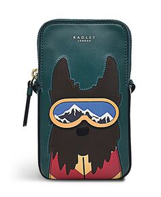 Кожаное мини-сумка через плечо Radley Ski на молнии вокруг телефона Radley London, зеленый