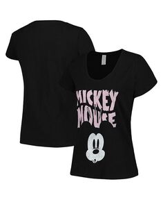 Женская черная рваная футболка с круглым вырезом и изображением Микки Мауса Mad Engine, черный
