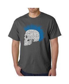 Мужская футболка с надписью Word Art — ирокез в стиле панк LA Pop Art, серый