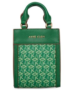 Через плечо Mini North South AK Cube с логотипом Anne Klein, зеленый