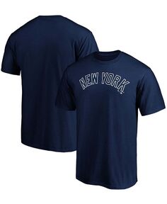 Мужская темно-синяя футболка с официальной надписью New York Yankees Fanatics, синий