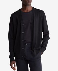 Мужской кардиган стандартного кроя с v-образным вырезом Calvin Klein, черный
