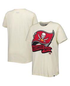 Женская кремовая футболка Tampa Bay Buccaneers с хромированной боковой линией New Era, слоновая кость/кремовый