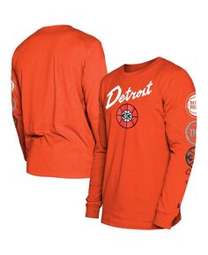 Мужская оранжевая футболка с длинным рукавом Detroit Pistons City Edition 2023/24 New Era, оранжевый