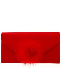 Клатч-конверт с помпоном Nina, красный