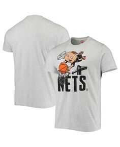 Мужская футболка Ash Brooklyn Nets NBA x Rugrats Tri-Blend Homage, серый
