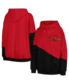 Женский пуловер с капюшоном и диагональным капюшоном Cardinal, черный Arkansas Razorbacks Matchmaker Gameday Couture, красный