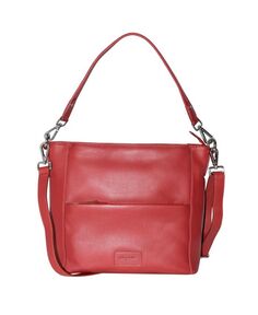 Женская большая кожаная сумка через плечо Hobo с несколькими карманами на молнии Club Rochelier, красный