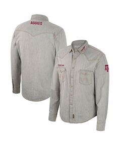 Мужская рубашка в ковбойском стиле с длинными рукавами в стиле вестерн x Wrangler Grey Texas A&amp;M Aggies Colosseum, серый
