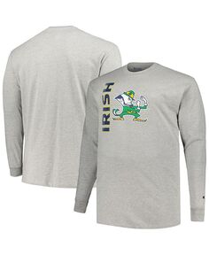 Мужская серая футболка с длинным рукавом и изображением талисмана Notre Dame Fighting Irish Big and Tall Champion, серый