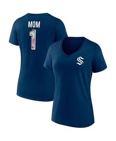 Женская футболка с v-образным вырезом ко Дню матери с фирменным логотипом Deep Sea Seattle Kraken Team Fanatics, синий
