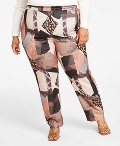 Модные приталенные брюки больших размеров с принтом Nina Parker, коричневый