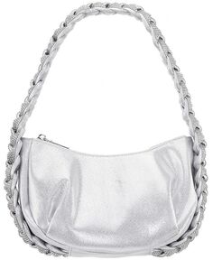 Плетеная сумка-хобо с кристаллами Nina, серебро