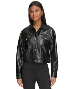 Женская укороченная куртка из искусственной кожи крокодила Calvin Klein, черный