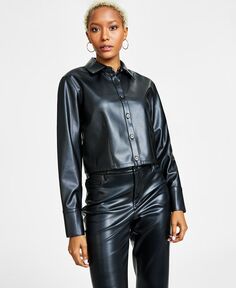 Женская укороченная куртка из искусственной кожи Bar III, черный