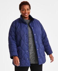 Двусторонняя стеганая куртка из шерпы больших размеров Style &amp; Co, синий