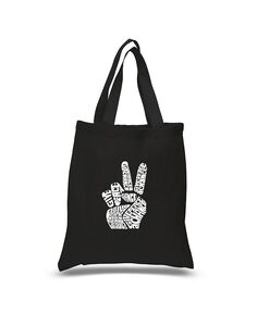 Peace Fingers — маленькая сумка-тоут Word Art LA Pop Art, черный