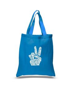 Peace Fingers — маленькая сумка-тоут Word Art LA Pop Art, синий