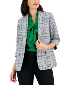 Женская клетчатая куртка с открытым передом и рукавами 3/4 Kasper, серый