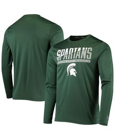 Мужская зеленая футболка с длинным рукавом Michigan State Spartans Wordmark Slash Champion, зеленый