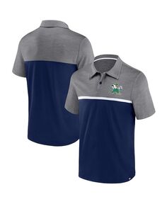 Мужская рубашка-поло Notre Dame Fighting Irish темно-синего цвета с логотипом серого цвета Fanatics, синий
