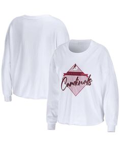 Женская укороченная футболка с длинным рукавом белого цвета Arizona Cardinals Domestic WEAR by Erin Andrews, белый