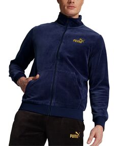 Мужская спортивная куртка ESS+ Minimal Gold из велюра Puma, синий