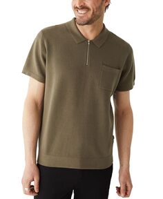 Мужская хлопковая рубашка-поло с планкой на молнии и короткими рукавами Frank And Oak, коричневый